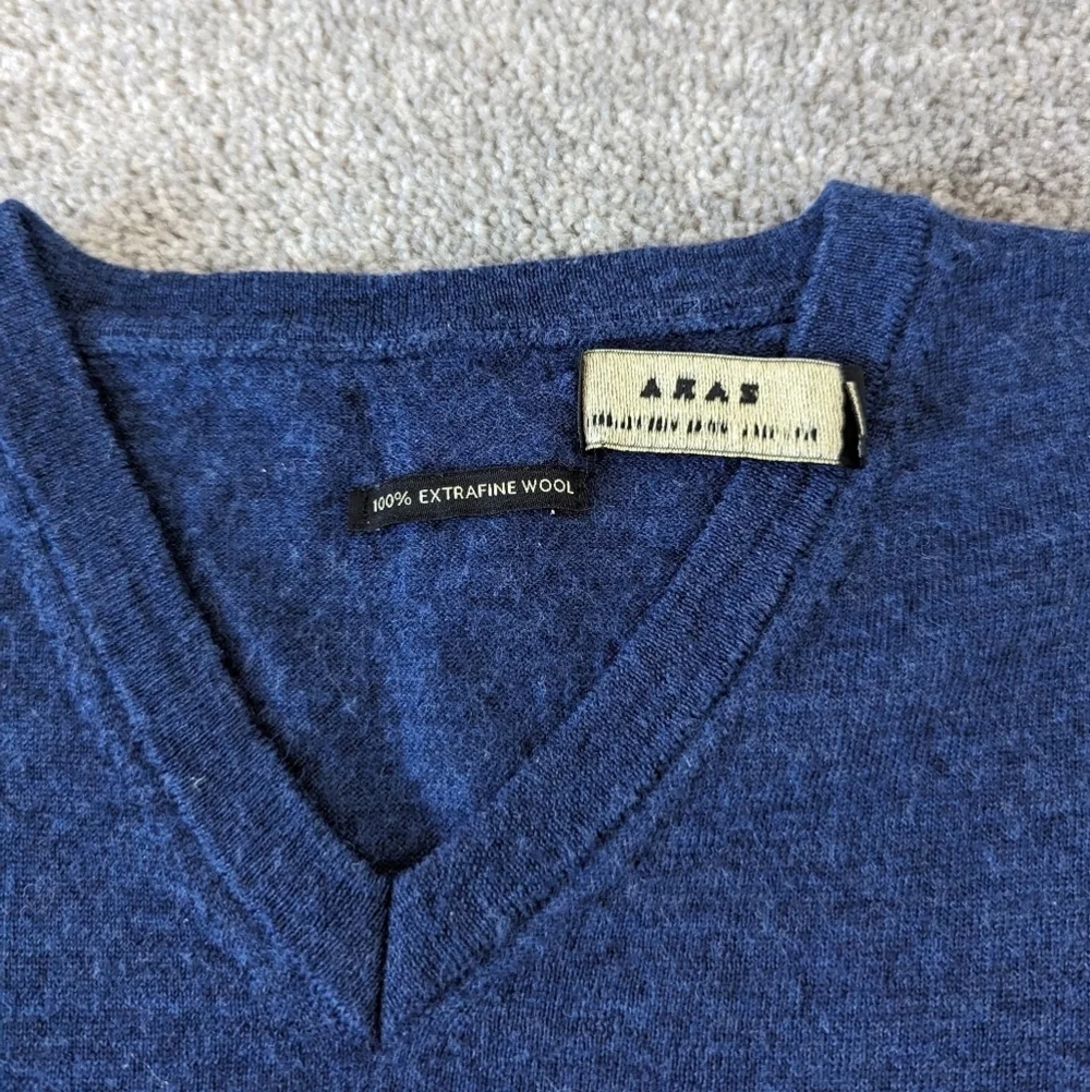 Zara Wool Blue V-neck Sweater Women's Large - Picture 4 of 8